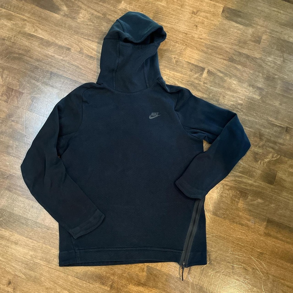 Nike black funnel, neck asymmetrical, cotton hoodie comfort athletic M